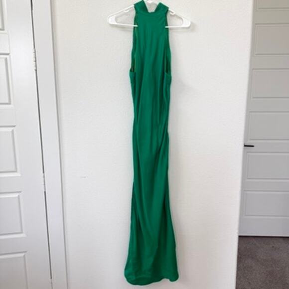 Meshki Dresses & Skirts - MESHKI Green Halter Backless Gown XL Pleated Neck Evening Dress Formal Maxi